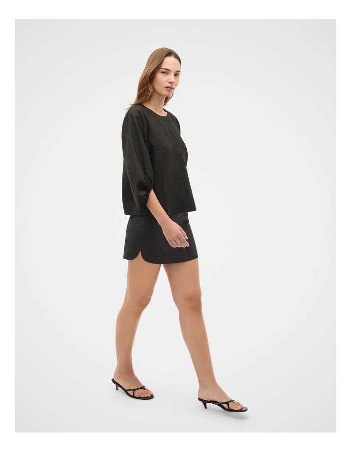 Core Linen Curve Hem Mini Skirt image 3