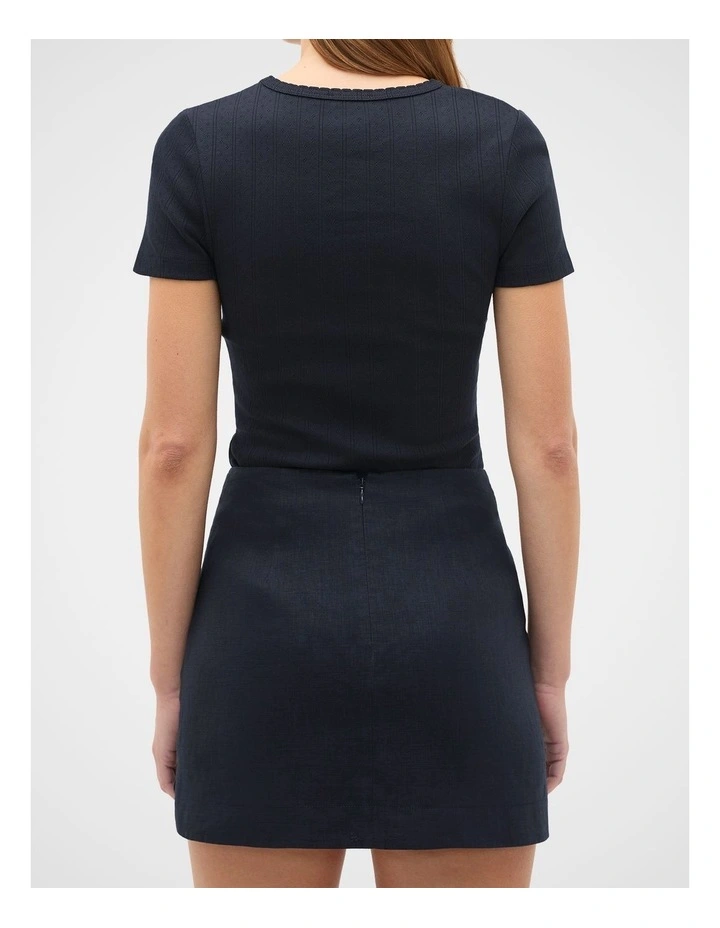 Core Linen Curve Hem Mini Skirt image 3