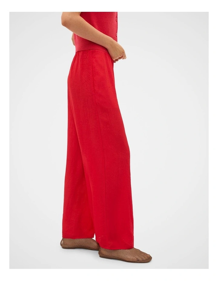 Textured Satin Easy Wide Leg Pant in Chilli Red image 2