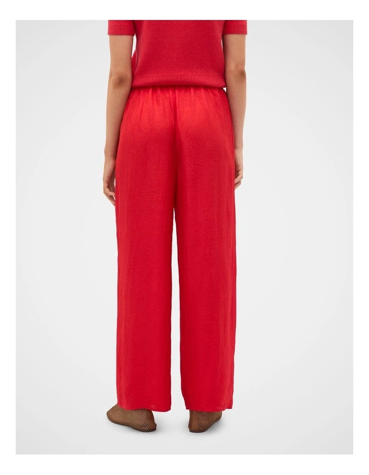 Textured Satin Easy Wide Leg Pant in Chilli Red image 3