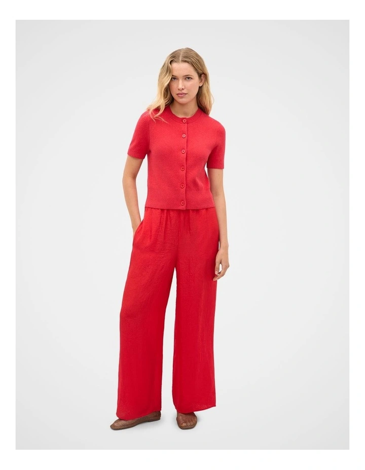 Textured Satin Easy Wide Leg Pant in Chilli Red image 4