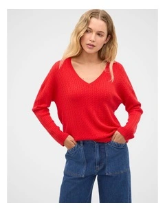 Australian Merino V Neck Cable Knit