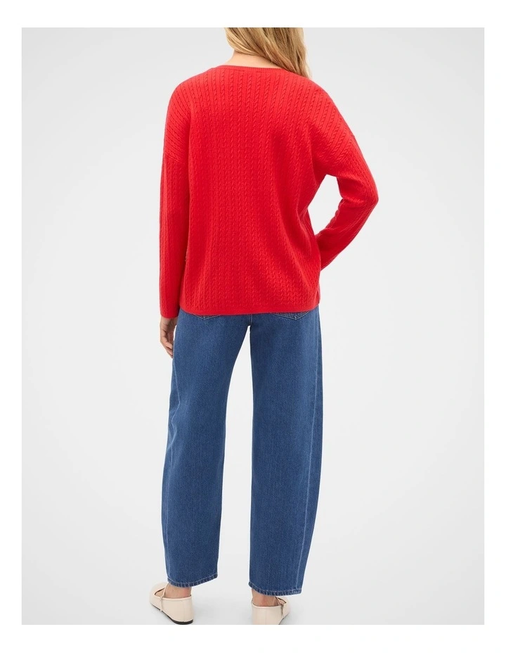 Australian Merino V Neck Cable Knit image 3