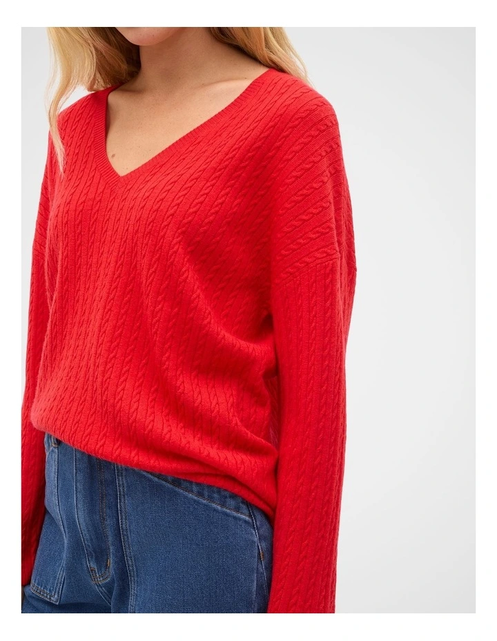 Australian Merino V Neck Cable Knit image 4