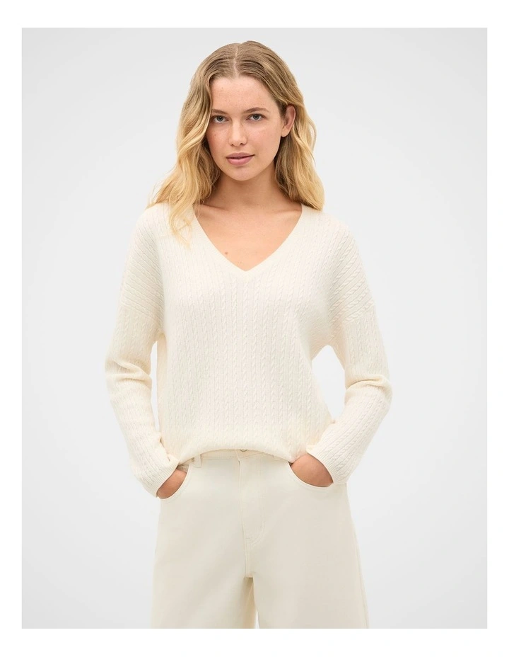 Australian Merino V Neck Cable Knit image 3