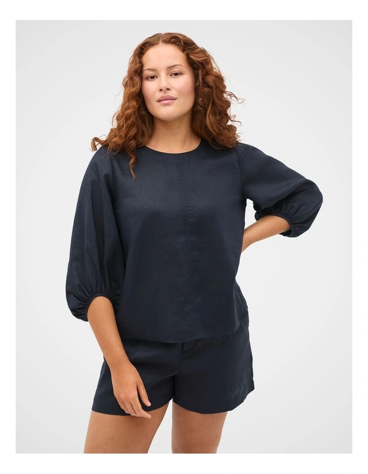 Core Linen Balloon Sleeve Top image 5