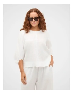 Core Linen Balloon Sleeve Top