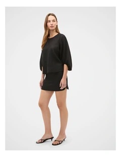 Core Linen Balloon Sleeve Top