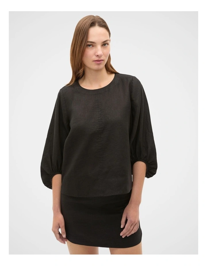 Core Linen Balloon Sleeve Top image 2