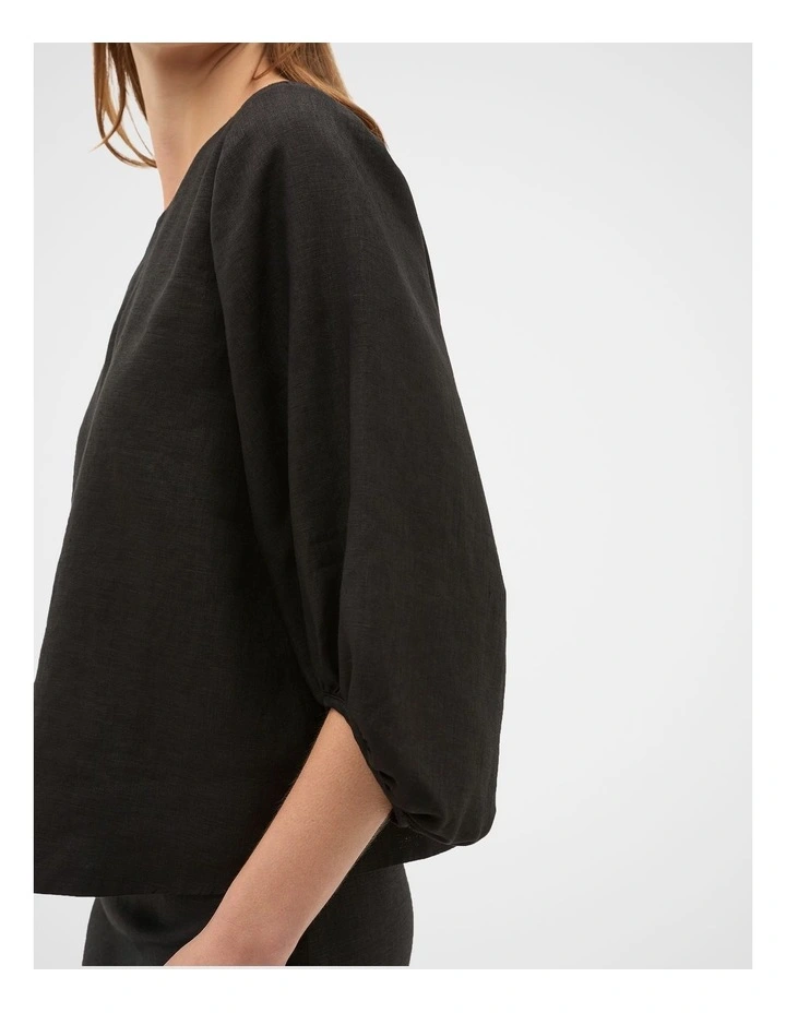 Core Linen Balloon Sleeve Top image 4