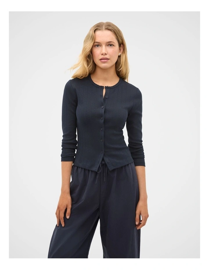 Pointelle Button Cardigan image 1