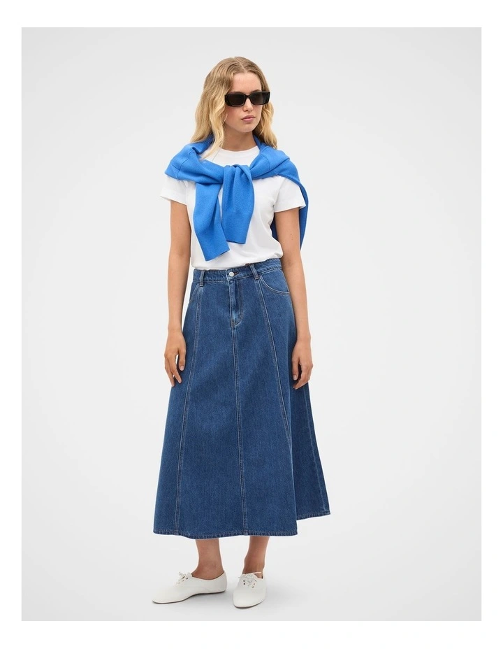 Denim A Line Midi Skirt image 1