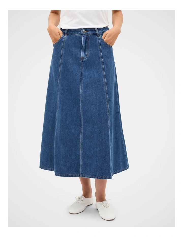 Denim A Line Midi Skirt image 2