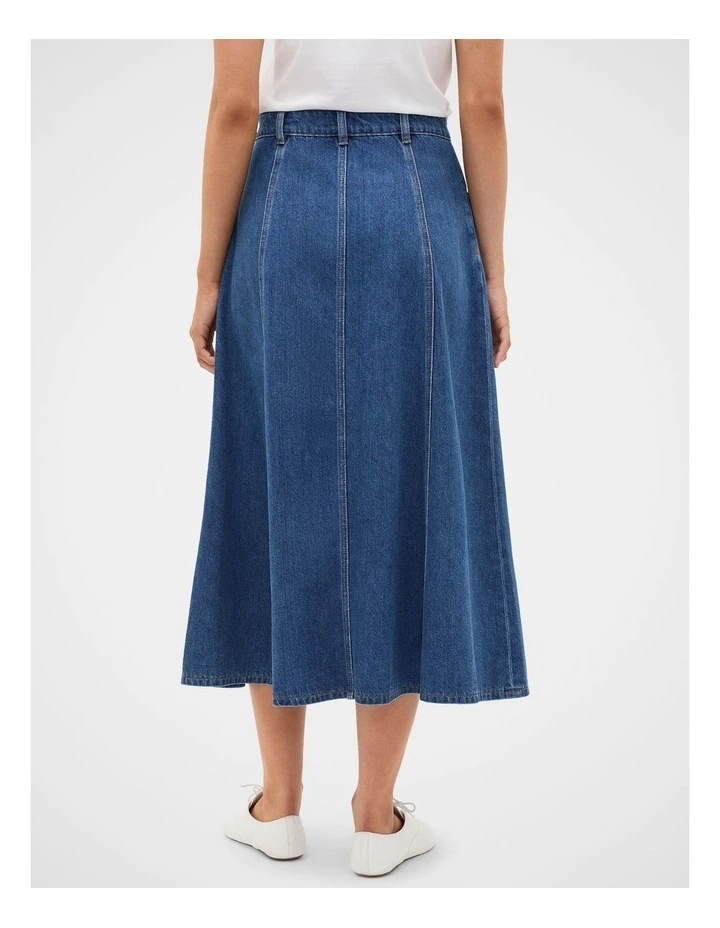 Denim A Line Midi Skirt image 3