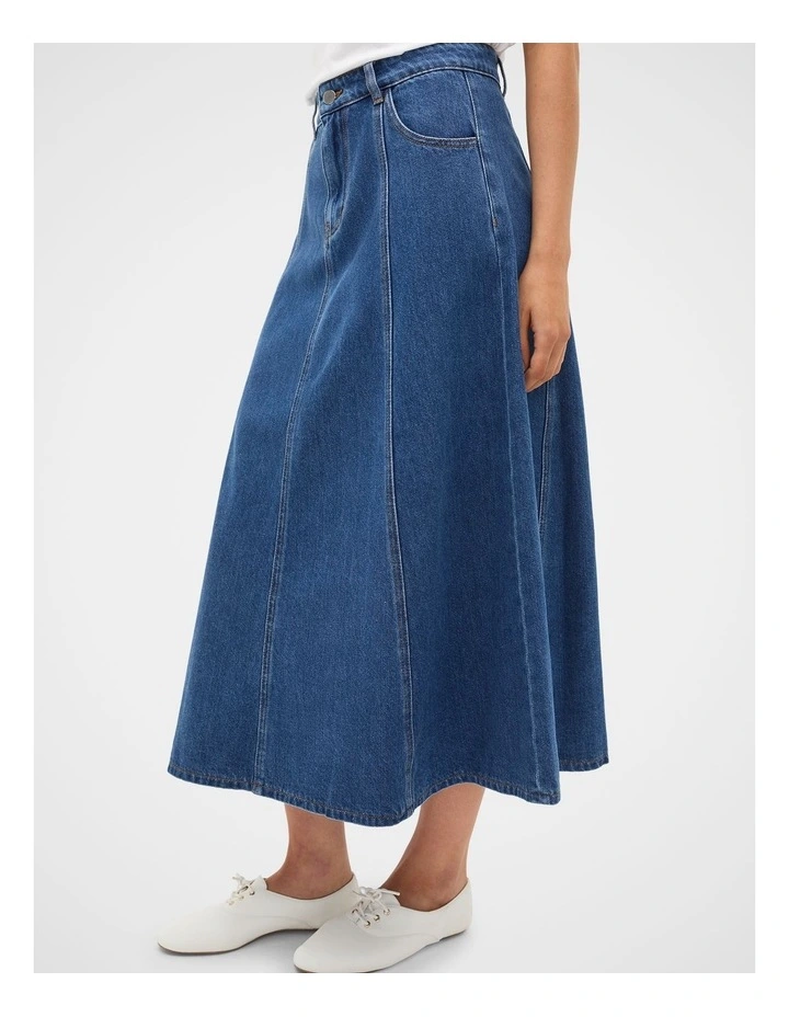 Denim A Line Midi Skirt image 4