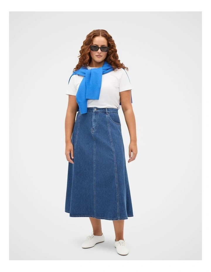 Denim A Line Midi Skirt image 5