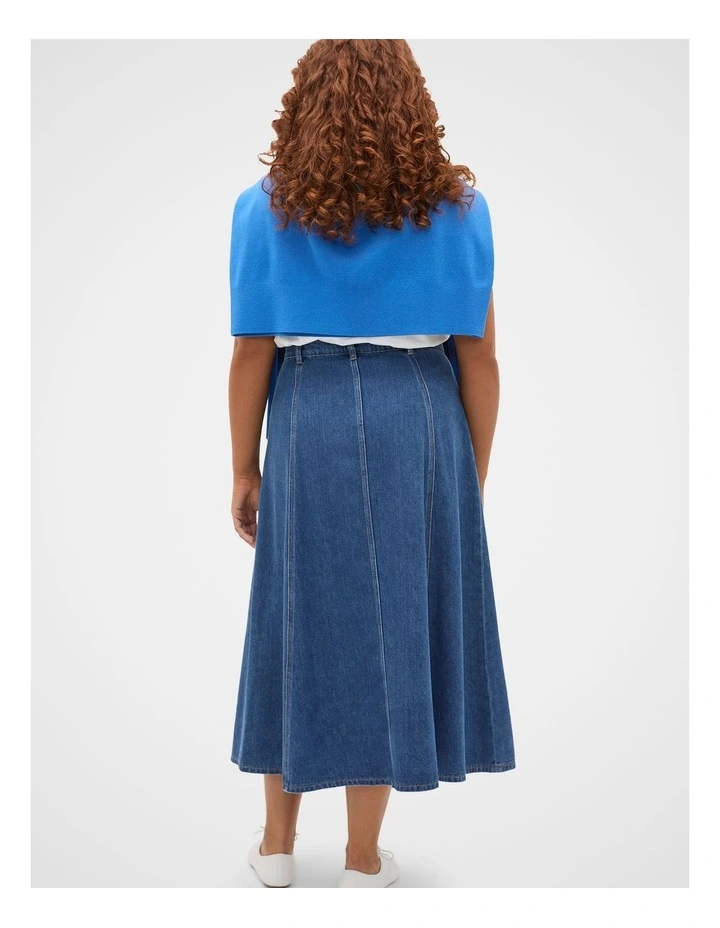 Denim A Line Midi Skirt image 6