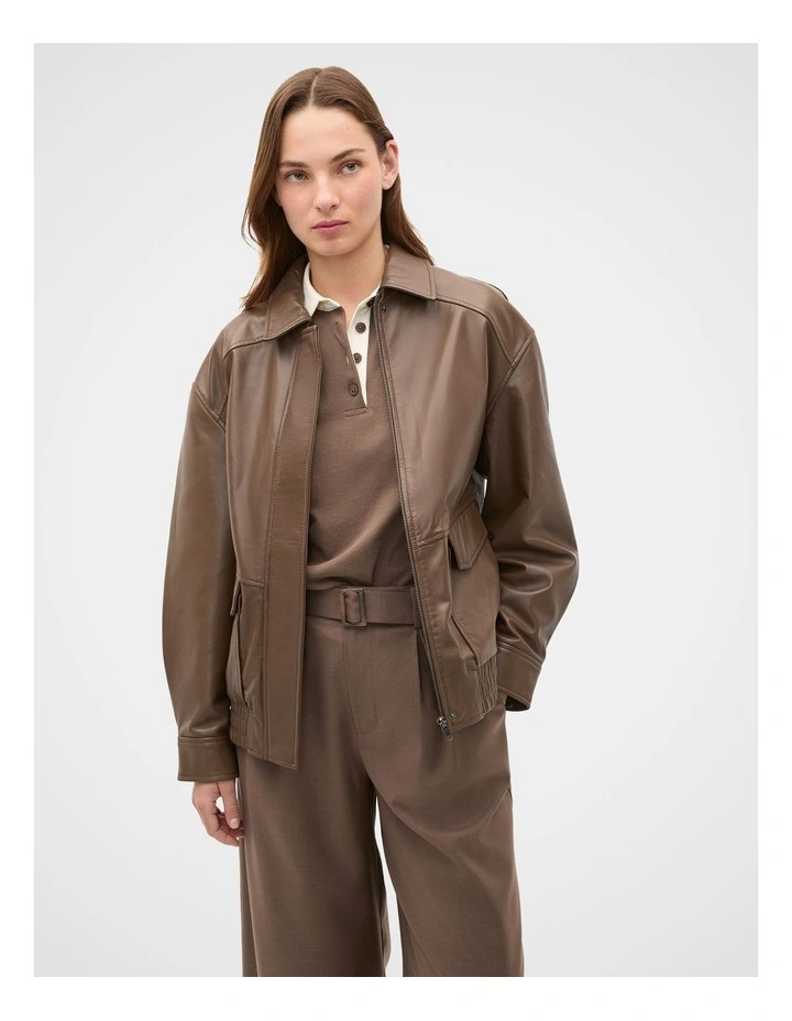 Leather Bomber Jacket image 2