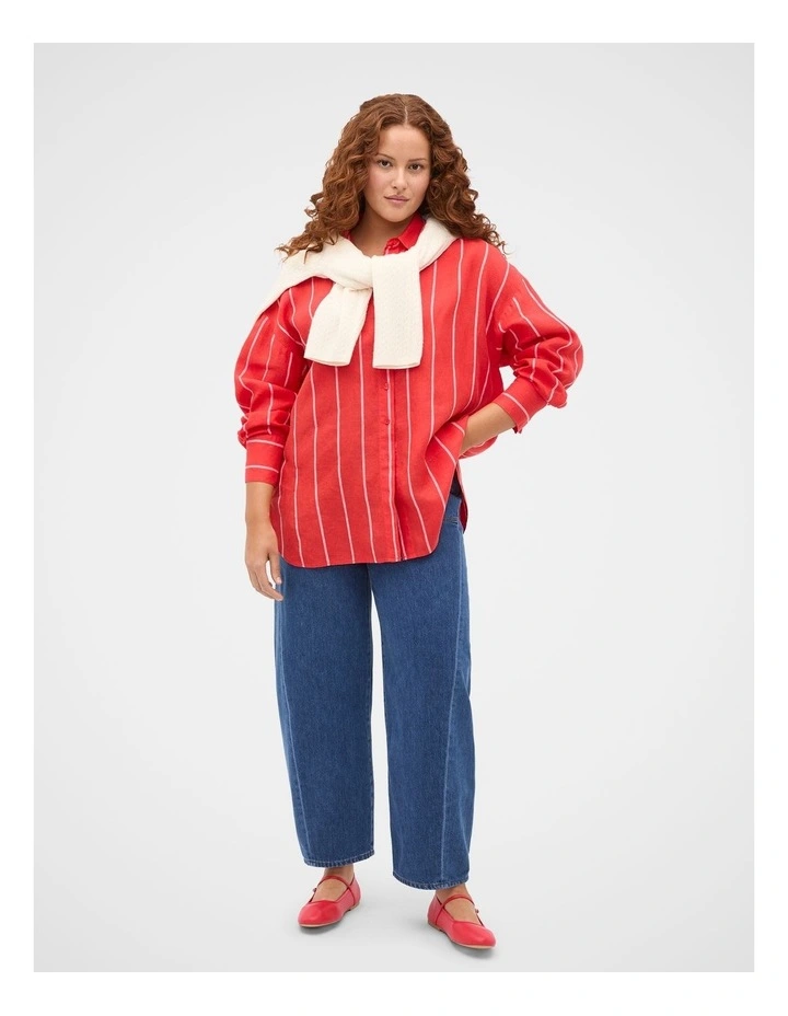 Stripe Linen Oversized Shirt image 6