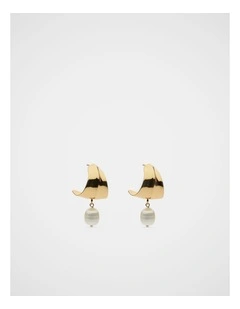 Curved Pearl Drop Earring