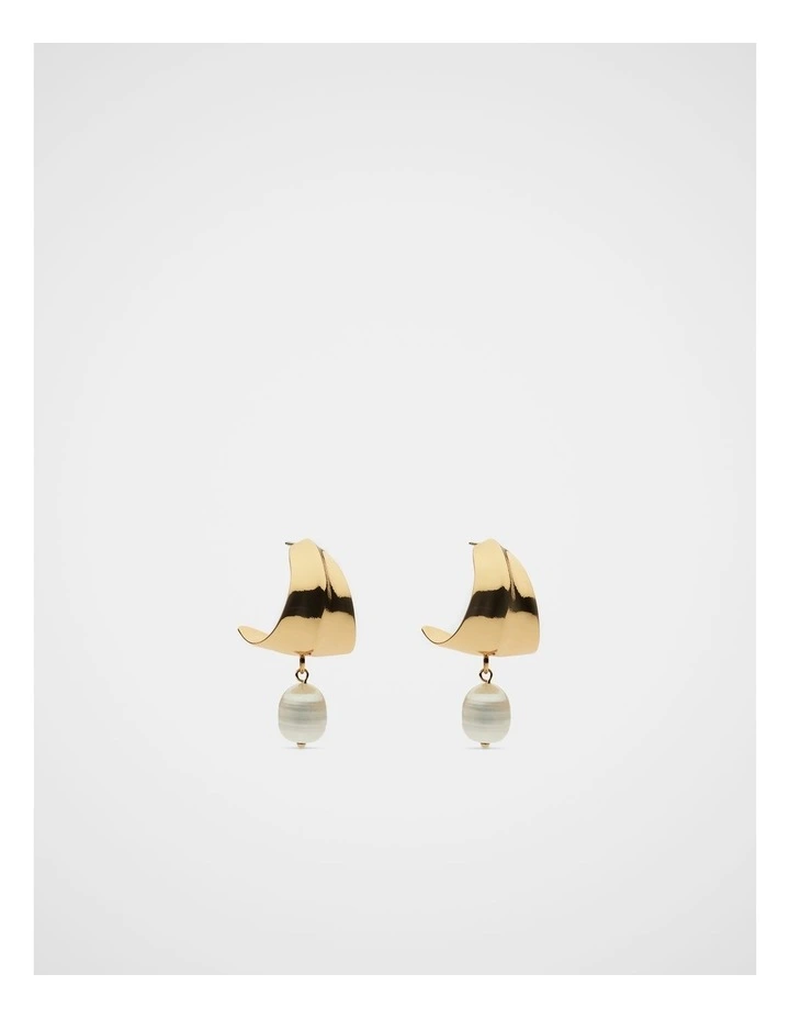 Curved Pearl Drop Earring image 1