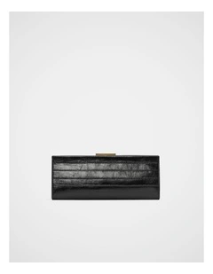 Leather Box Clutch in Black