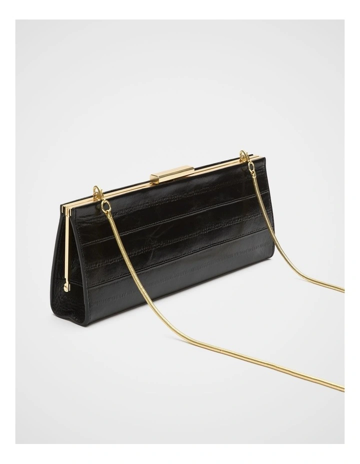 Leather Box Clutch in Black image 3