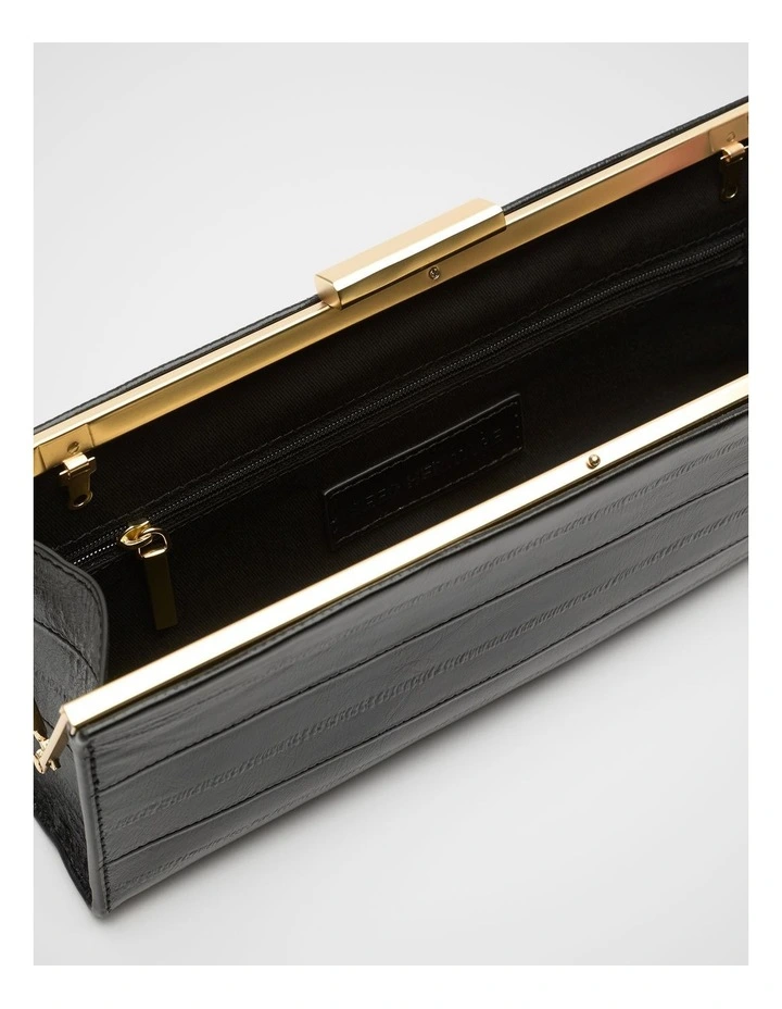 Leather Box Clutch in Black image 4