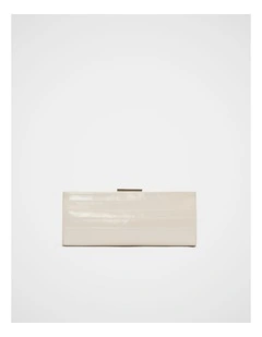 Leather Box Clutch in Stone