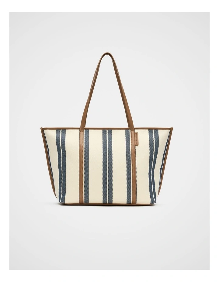 Trim Detail Stripe Tote in Twilight Blue image 1