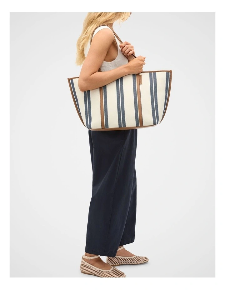 Trim Detail Stripe Tote in Twilight Blue image 2