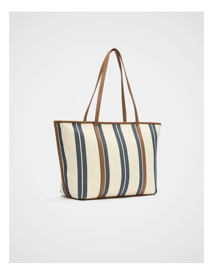 Trim Detail Stripe Tote in Twilight Blue image 3