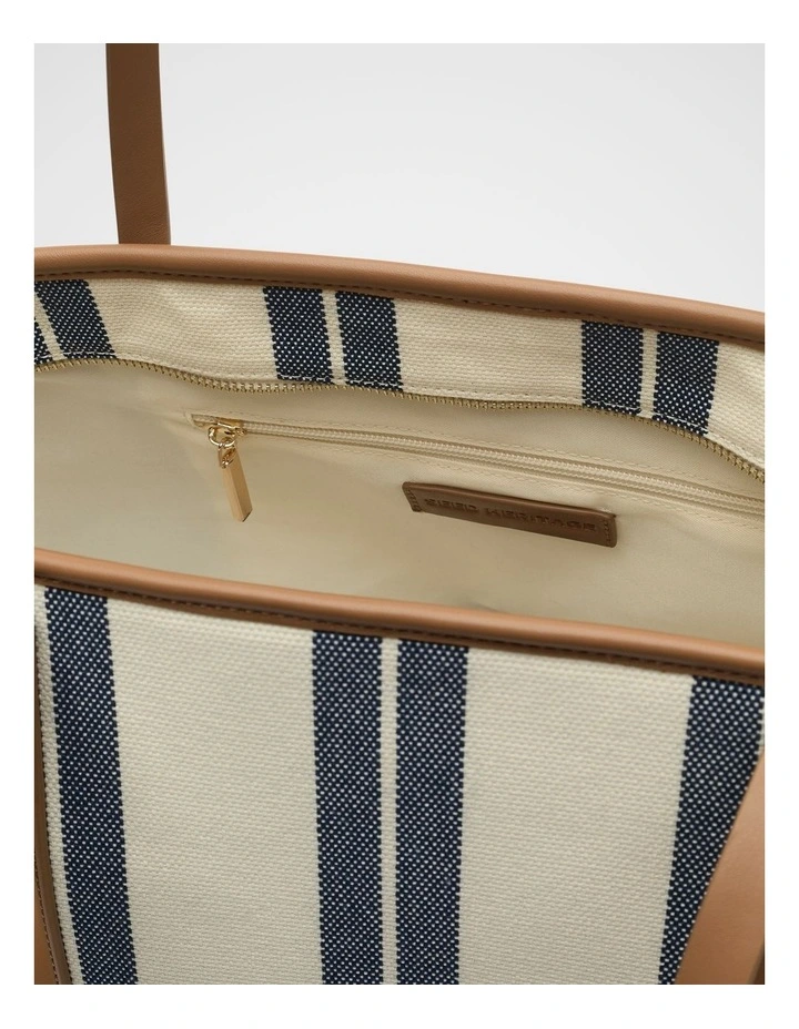 Trim Detail Stripe Tote in Twilight Blue image 4
