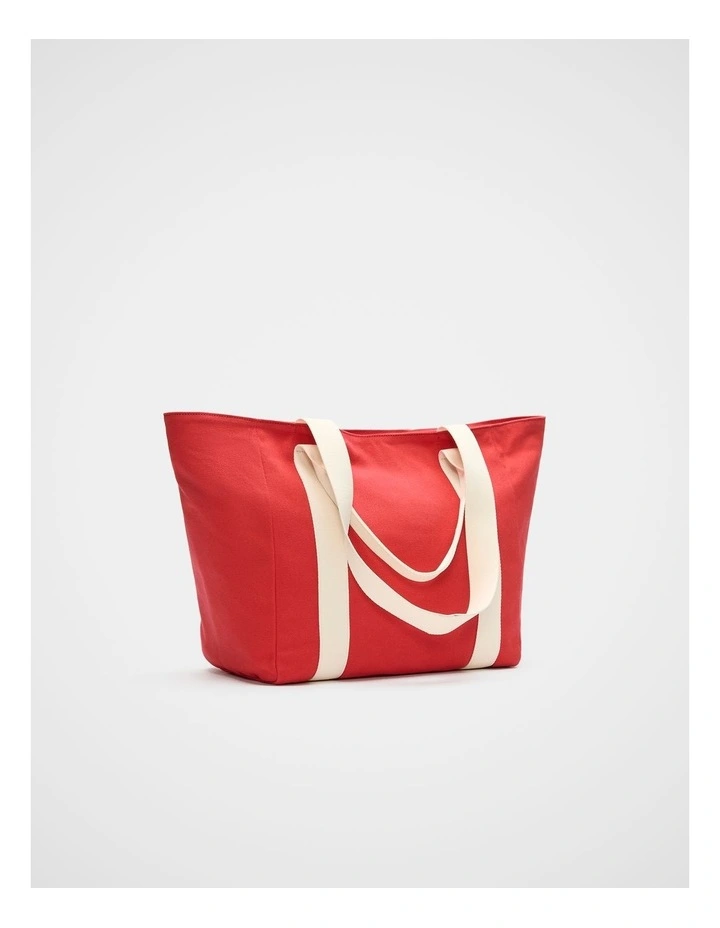 Canvas Weekend Tote in Chilli Red image 3