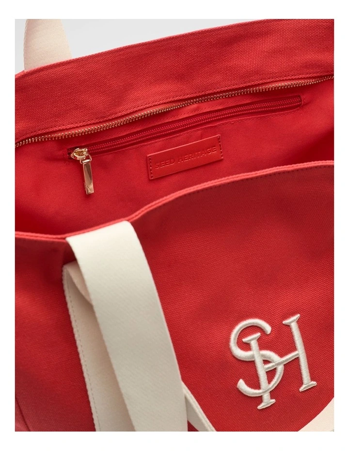 Canvas Weekend Tote in Chilli Red image 4