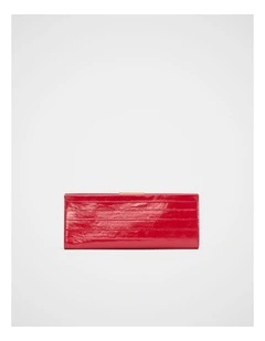 Leather Box Clutch in Chilli Red
