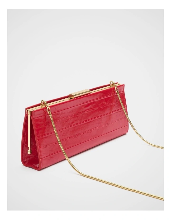Leather Box Clutch in Chilli Red image 3