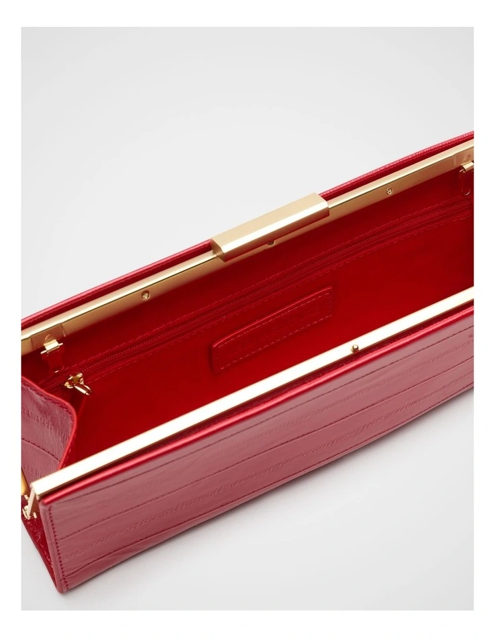Leather Box Clutch in Chilli Red image 4