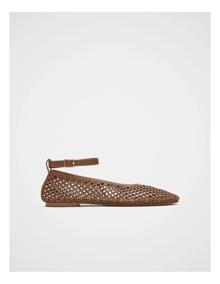 Amari Perforated Ballet Flat in Tan image 1