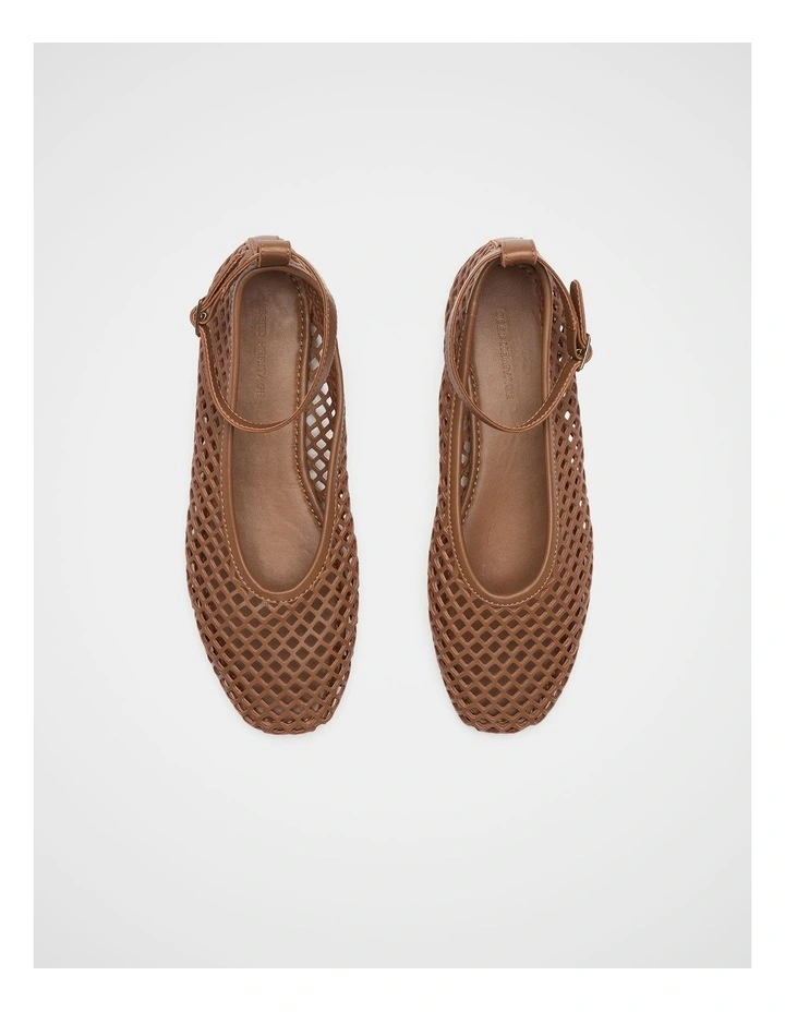 Amari Perforated Ballet Flat in Tan image 3
