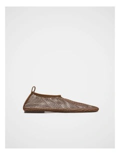 Luna Mesh Flat in Tan Gold