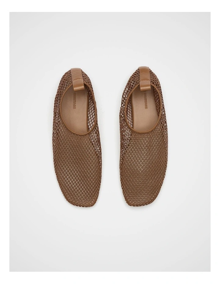 Luna Mesh Flat in Tan Gold image 3