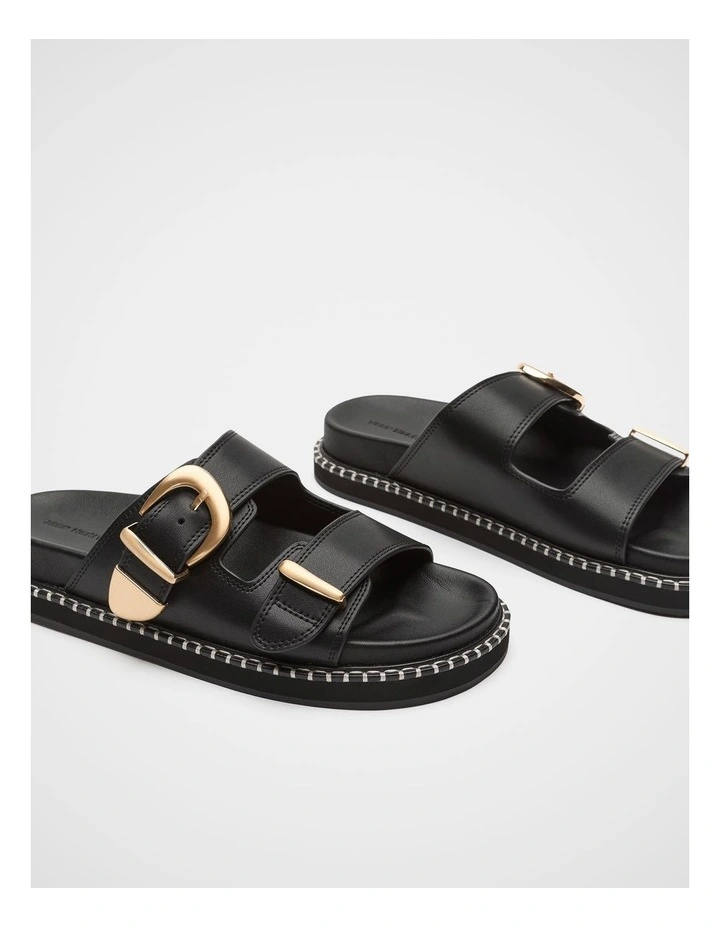 Sienna Buckle Slide in Black image 3