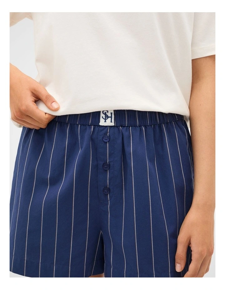 T-Shirt and Stripe Short PJ Set in Royal Blue image 2