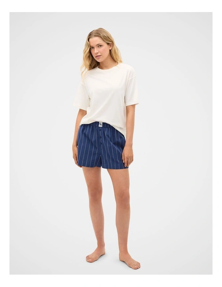 T-Shirt and Stripe Short PJ Set in Royal Blue image 3