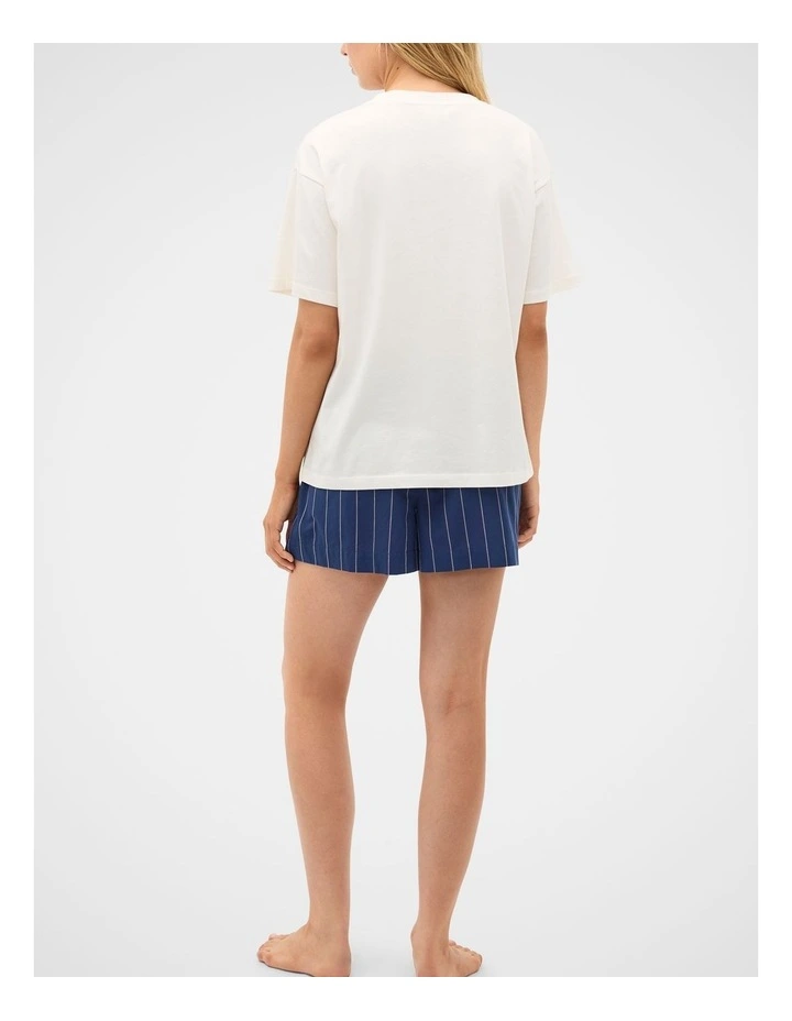 T-Shirt and Stripe Short PJ Set in Royal Blue image 4