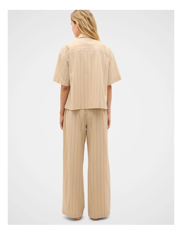 Stripe Shirt and Pant PJ Set in Cashew Cream image 3