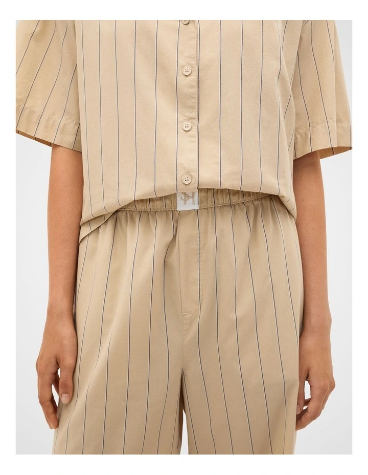 Stripe Shirt and Pant PJ Set in Cashew Cream image 4