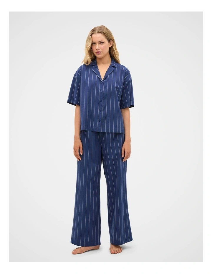 Stripe Shirt and Pant PJ Set in Royal Blue image 2