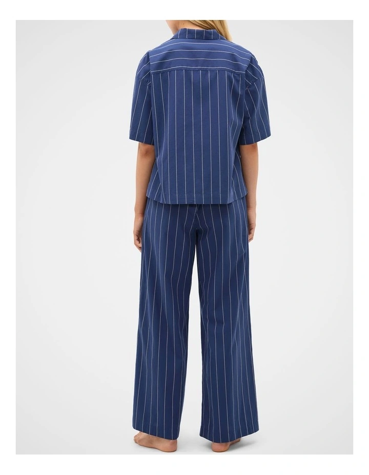 Stripe Shirt and Pant PJ Set in Royal Blue image 3